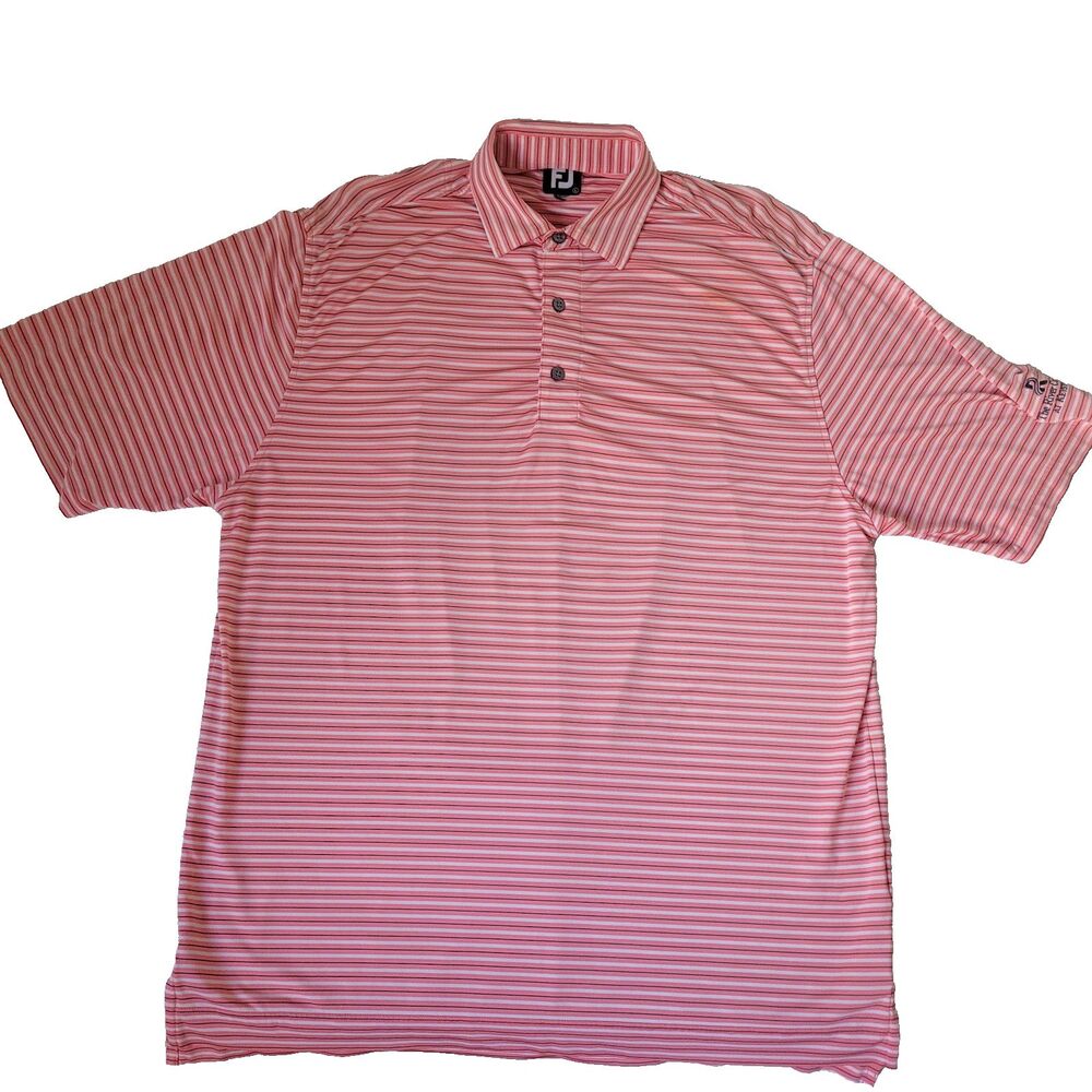 FootJoy Striped Golf Polo Shirt Mens Large Pink River Course Keystone
